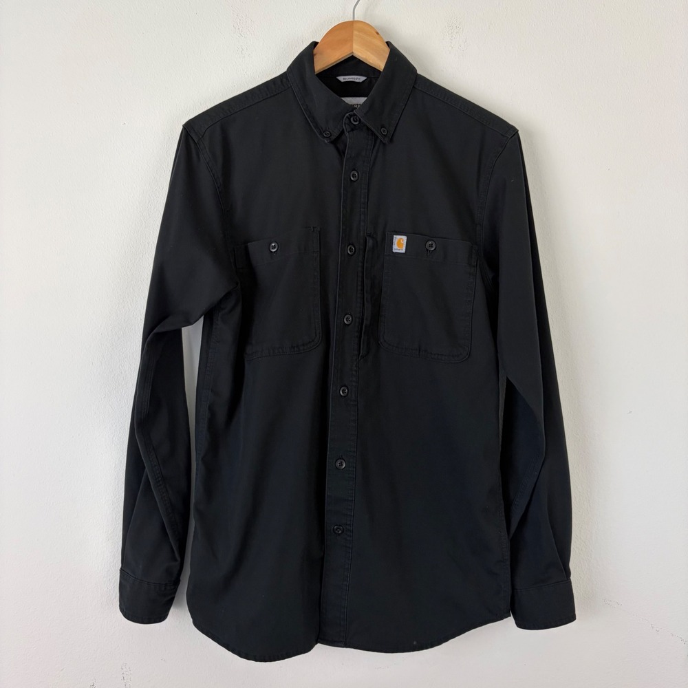 Carhartt Mens Relaxed Fit Rugged Flex Canvas Shirt Black Small Gorpcore Workwear